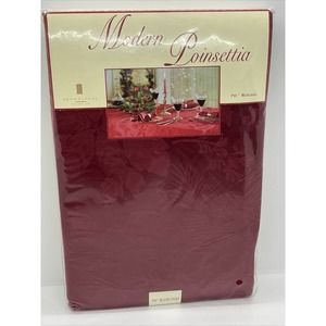 BROWNSTONE GALLERY Red Modern Poinsetta Round 70” TABLECLOTH NEW Linens n Things
